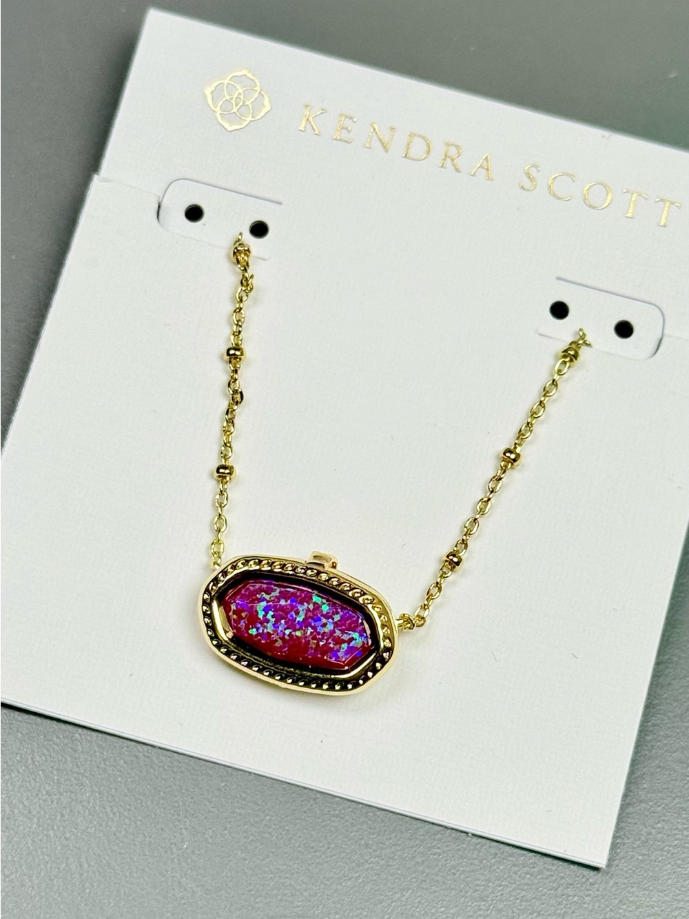 Kendra Scott Elisa Gold Locket Necklace in Plum Kyocera Opal